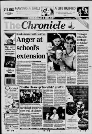 cover page of Chester Chronicle (Frodsham & Helsby edition) published on September 17, 1999