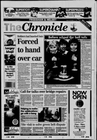 cover page of Chester Chronicle (Frodsham & Helsby edition) published on November 12, 1999
