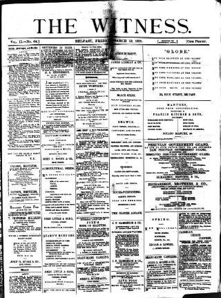 cover page of Witness (Belfast) published on March 19, 1875