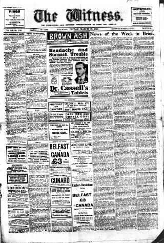 cover page of Witness (Belfast) published on March 19, 1926