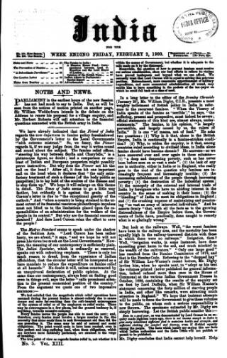 cover page of India published on February 2, 1900