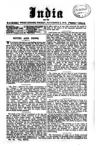 cover page of India published on November 2, 1906