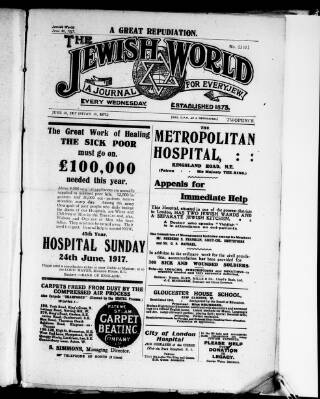 cover page of Jewish World published on June 20, 1917