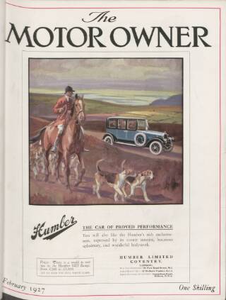 cover page of Motor Owner published on February 1, 1927