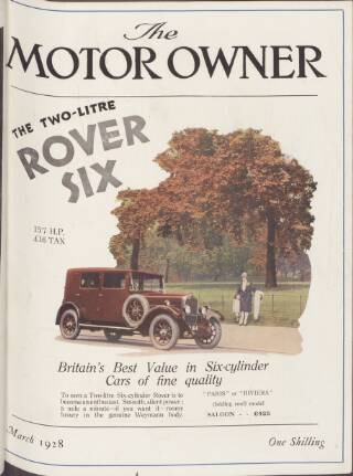 cover page of Motor Owner published on March 1, 1928