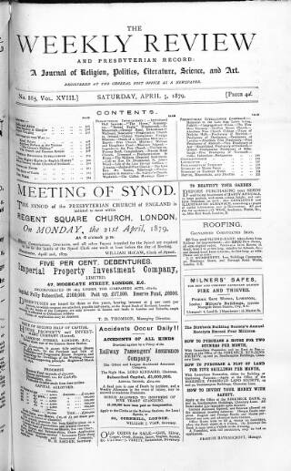 cover page of Weekly Review (London) published on April 5, 1879