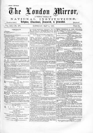 cover page of London Mirror published on May 4, 1872