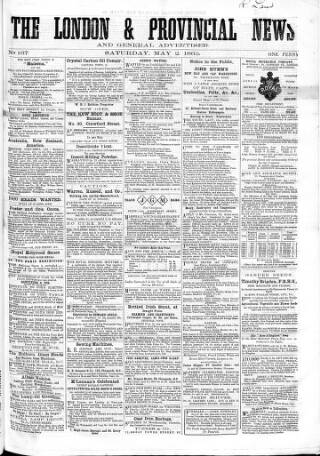 cover page of London & Provincial News and General Advertiser published on May 2, 1863