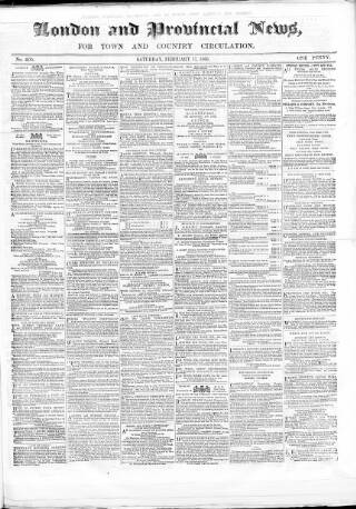 cover page of London & Provincial News and General Advertiser published on February 17, 1866