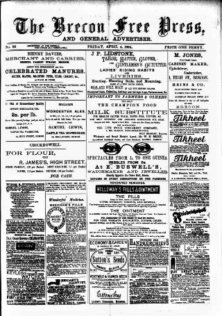 cover page of Brecknock Beacon published on April 4, 1884