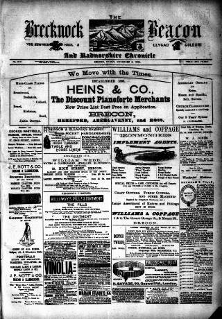 cover page of Brecknock Beacon published on November 2, 1894