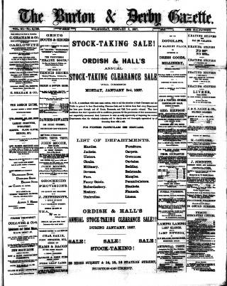 cover page of Burton & Derby Gazette published on February 2, 1887