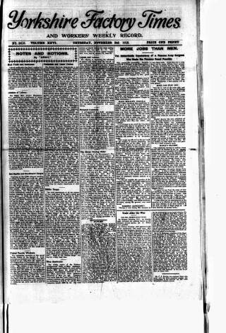 cover page of Yorkshire Factory Times published on November 2, 1916
