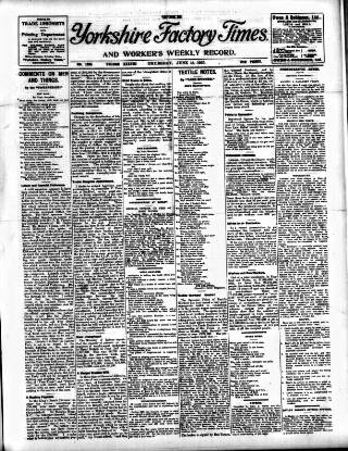 cover page of Yorkshire Factory Times published on June 18, 1925
