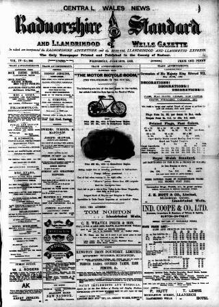 cover page of Radnorshire Standard published on June 18, 1902