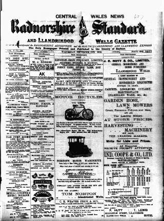 cover page of Radnorshire Standard published on September 17, 1902