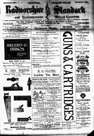 cover page of Radnorshire Standard published on December 14, 1904