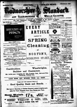 cover page of Radnorshire Standard published on April 4, 1906
