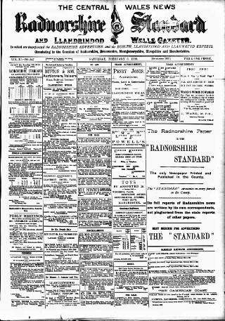 cover page of Radnorshire Standard published on February 6, 1909