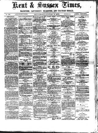 cover page of Kent Times published on August 2, 1879