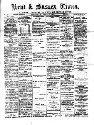 cover page of Kent Times published on April 5, 1884