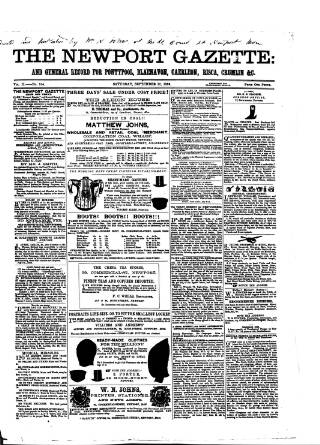 cover page of Newport Gazette published on September 17, 1859