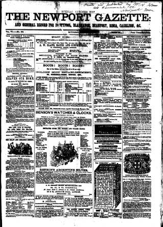 cover page of Newport Gazette published on May 2, 1863