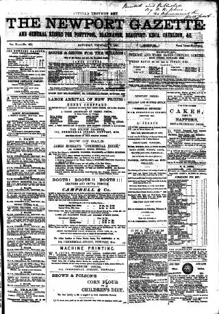 cover page of Newport Gazette published on February 2, 1867
