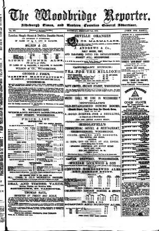 cover page of Woodbridge Reporter published on February 2, 1871