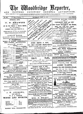 cover page of Woodbridge Reporter published on May 2, 1878