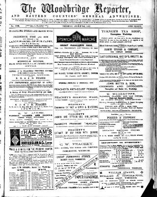 cover page of Woodbridge Reporter published on August 2, 1883