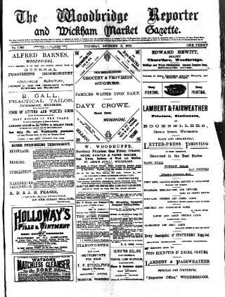 cover page of Woodbridge Reporter published on November 2, 1893