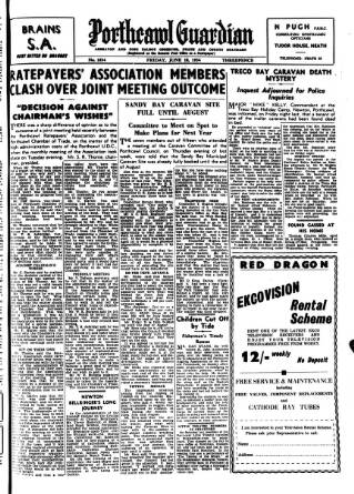cover page of Porthcawl Guardian published on June 18, 1954