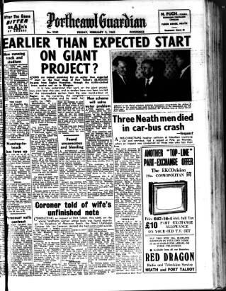cover page of Porthcawl Guardian published on February 2, 1962