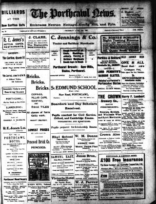 cover page of Porthcawl News published on April 4, 1912