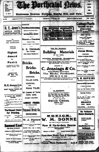 cover page of Porthcawl News published on June 18, 1914
