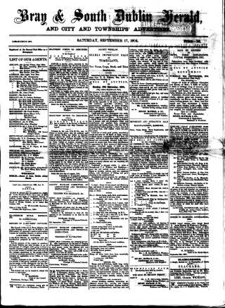 cover page of Bray and South Dublin Herald published on September 17, 1904