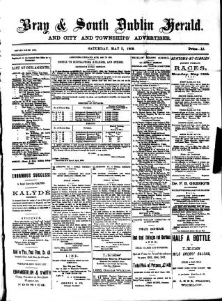 cover page of Bray and South Dublin Herald published on May 2, 1908