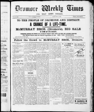 cover page of Dromore Weekly Times and West Down Herald published on February 2, 1929