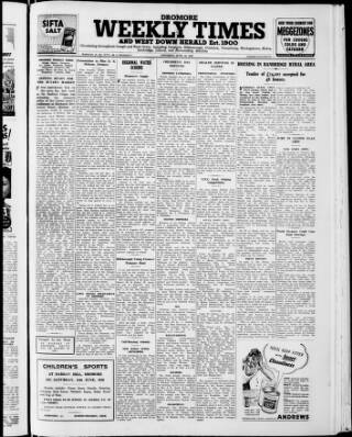 cover page of Dromore Weekly Times and West Down Herald published on June 18, 1949