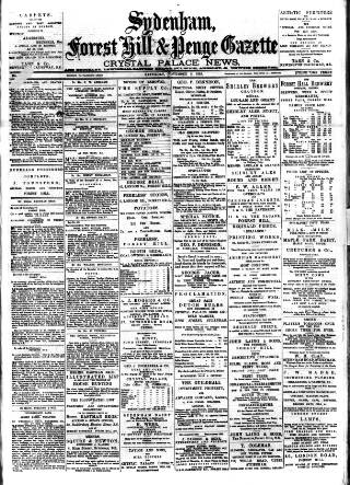 cover page of Sydenham, Forest Hill & Penge Gazette published on November 2, 1889
