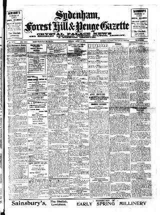 cover page of Sydenham, Forest Hill & Penge Gazette published on April 4, 1919