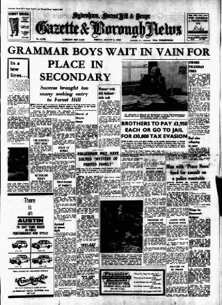 cover page of Sydenham, Forest Hill & Penge Gazette published on August 2, 1963