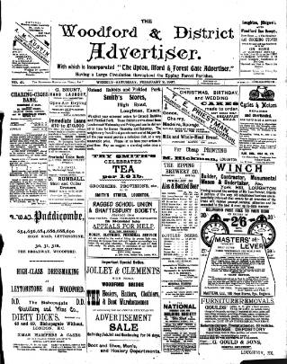 cover page of Woodford and District Advertiser published on February 2, 1907