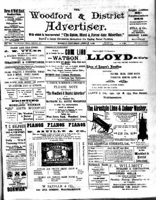 cover page of Woodford and District Advertiser published on April 3, 1909