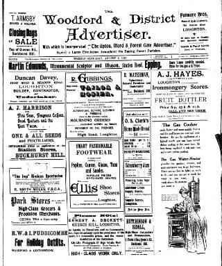 cover page of Woodford and District Advertiser published on August 2, 1913