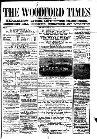 cover page of Woodford Times published on June 18, 1870
