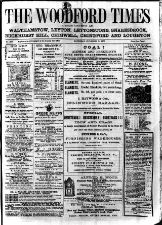 cover page of Woodford Times published on November 2, 1872