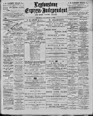 cover page of Leytonstone Express and Independent published on November 2, 1895