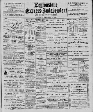 cover page of Leytonstone Express and Independent published on September 17, 1898